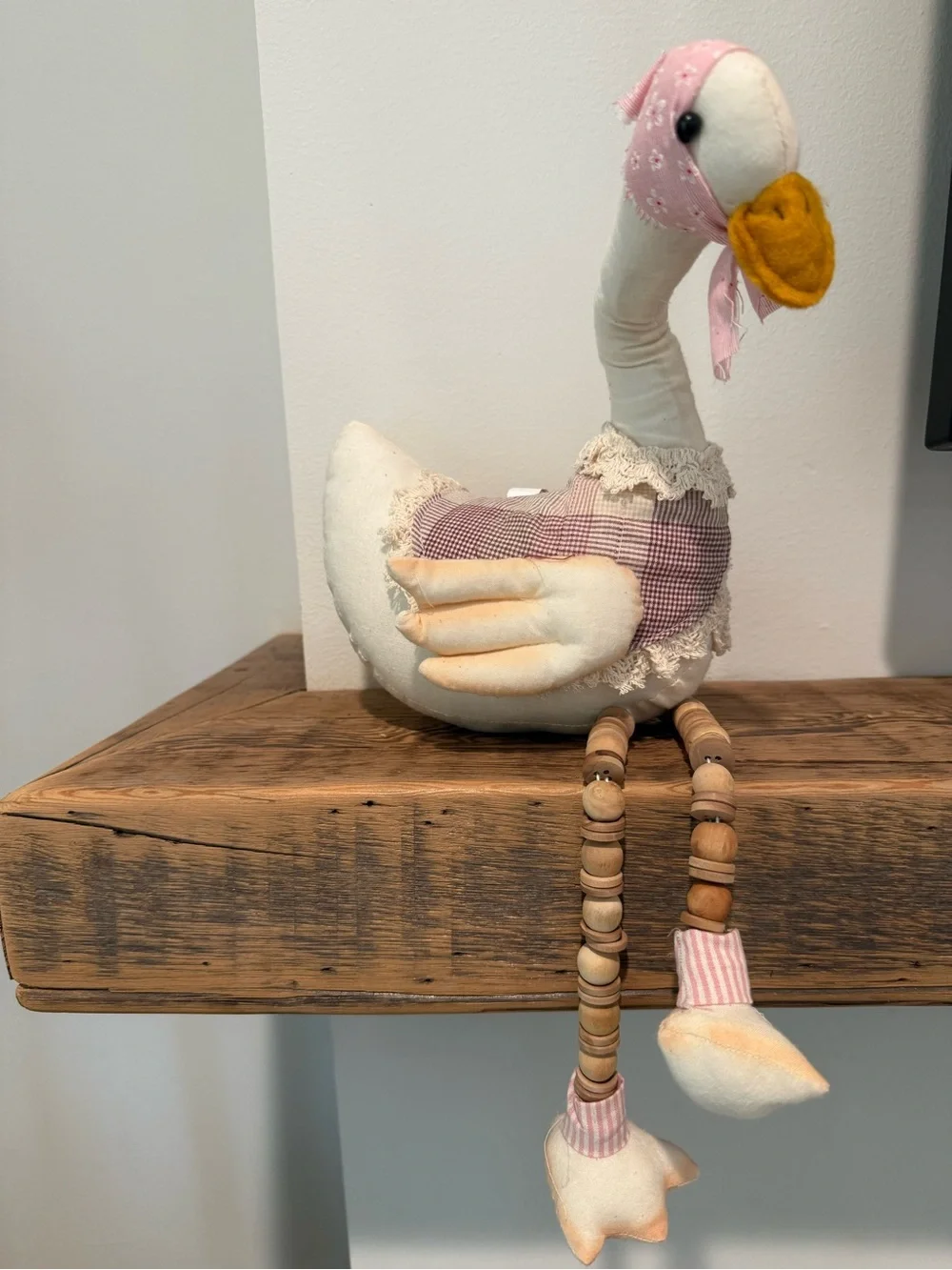 Plush Decorative Goose Toy - White & Pink